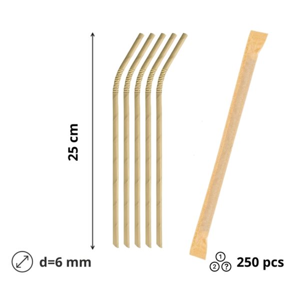Slamke papirnate zglobne d=6 mm  l=250 mm kraft pojedinacno 250 kom/pak [10 kom/pak]