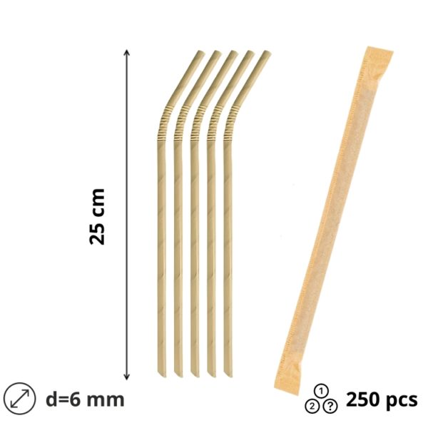 Slamke papirnate zglobne d=6 mm  l=250 mm kraft pojedinacno 250 kom/pak [10 kom/pak]
