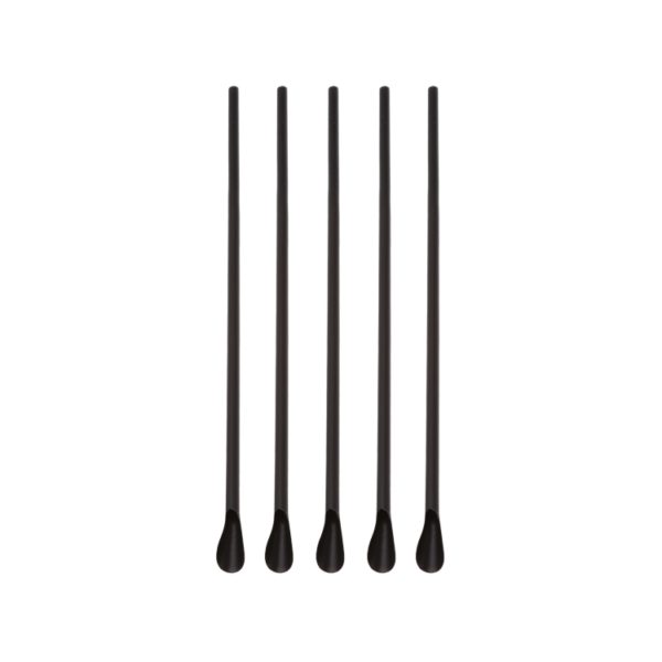 Slamke plastične z žličko l=210 mm d=8 mm crne 250 kom [5 kom/pak]