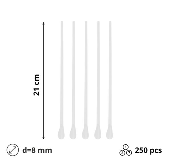 Slamke plastične z žličko l=210 mm d=8 mm prozirna 250 kom/pak [5 kom/pak]