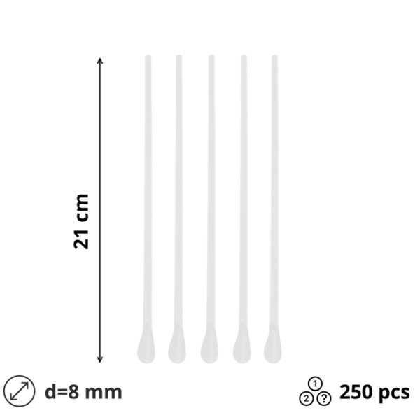 Slamke plastične z žličko l=210 mm d=8 mm prozirna 250 kom/pak [5 kom/pak]