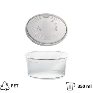 Posuda PET 350ml DELI d=117mm, h=55mm prozorna, sa poklopcem, 50 kom (komplet)