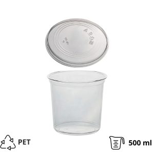 Posuda PET 500ml DELI d=117mm, h=75mm prozorna, sa poklopcem, 50 kom (komplet)