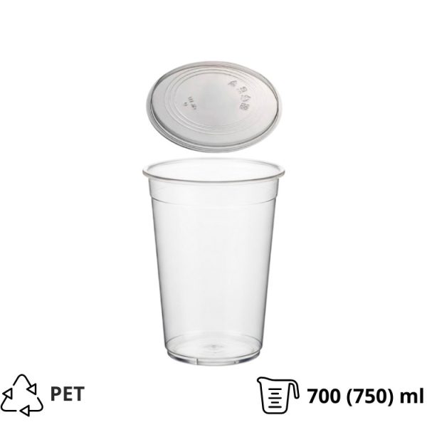 Posuda 700 (750) ml DELI d=117mm, h=108mm prozorna, za poklopcem, 50 kom (komplet)