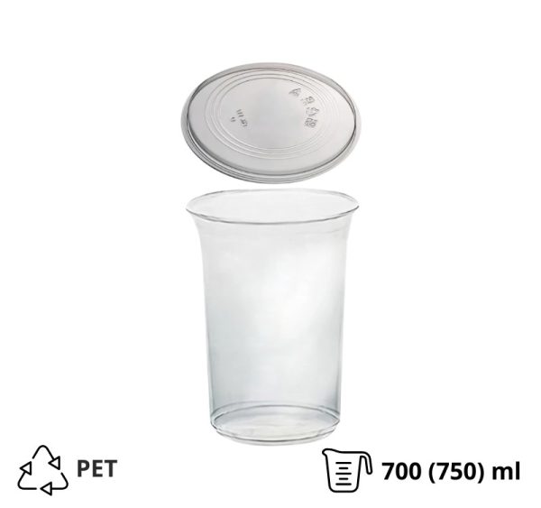 Posuda 700 (750) ml DELI d=117mm, h=108mm prozorna, za poklopcem, 50 kom (komplet)