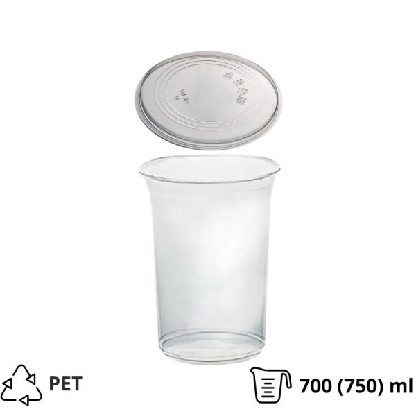 Posuda 700 (750) ml DELI d=117mm, h=108mm prozorna, za poklopcem, 50 kom (komplet)