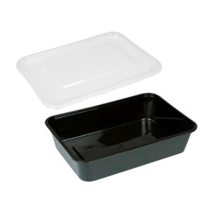 Posuda PP 500 ml 170х115х50 mm crna sa poklopcem, 50 kom (komplet)