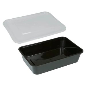 Posuda PP 500 ml 170х115х50 mm crna sa poklopcem, 50 kom (komplet)