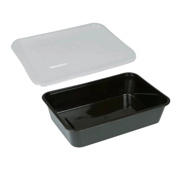 Posuda PP 500 ml 170х115х50 mm crna sa poklopcem, 50 kom (komplet)