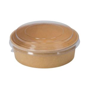 Papirnata posuda 1100 ml d=165 mm h=60 mm kraft za poklopcem 50 kom (komplet)