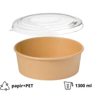 Papirnata posuda 1300 ml d=185 mm kraft, za poklopcem 50 kom (komplet)