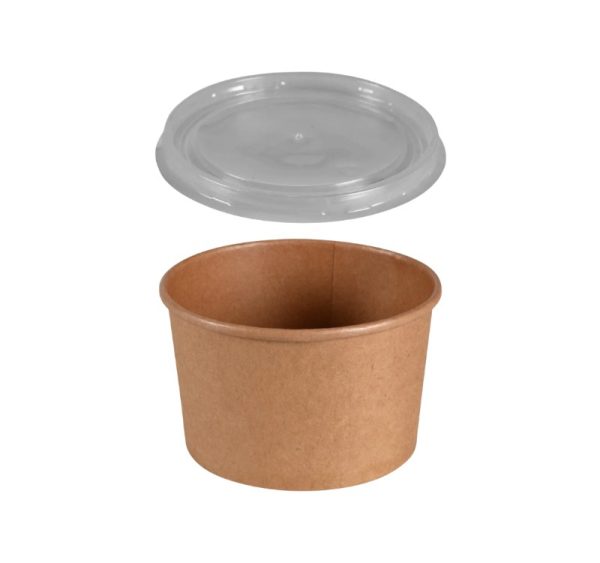 Papirnata posuda 480 (550) ml d=110 mm h=70 mm, kraft, sa poklopcem 50 kom (komplet)