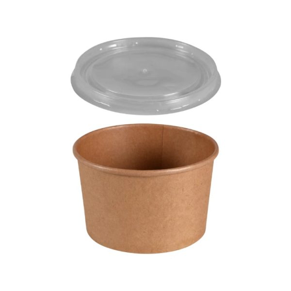 Papirnata posuda 480 (550) ml d=110 mm h=70 mm, kraft, sa poklopcem 50 kom (komplet)