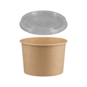 Papirnata posuda 500 ml d=115 mm h=78 mm, kraft, za poklopcem, 50 kom (komplet)