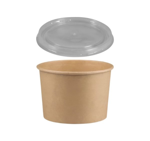 Papirnata posuda 500 ml d=115 mm h=78 mm, kraft, za poklopcem, 50 kom (komplet)