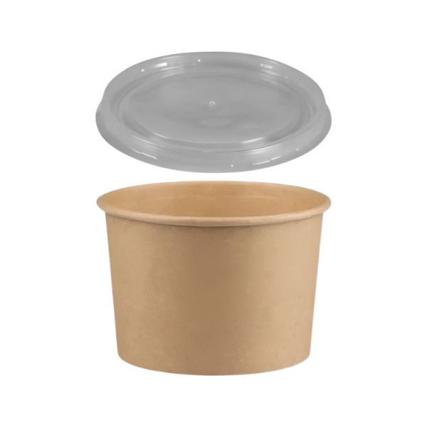 Papirnata posuda 500 ml d=115 mm h=78 mm, kraft, za poklopcem, 50 kom (komplet)