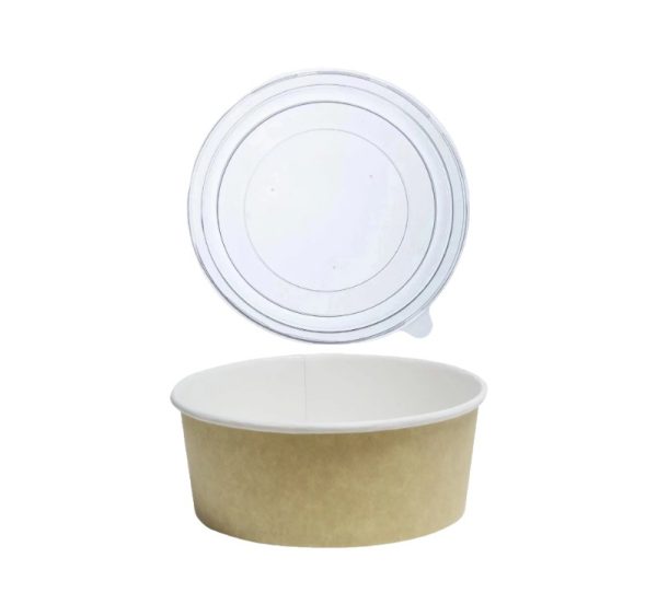 Papirnata posuda 750 ml d=150 mm h=60 mm kraft, sa poklopcem, 50 kom (komplet)