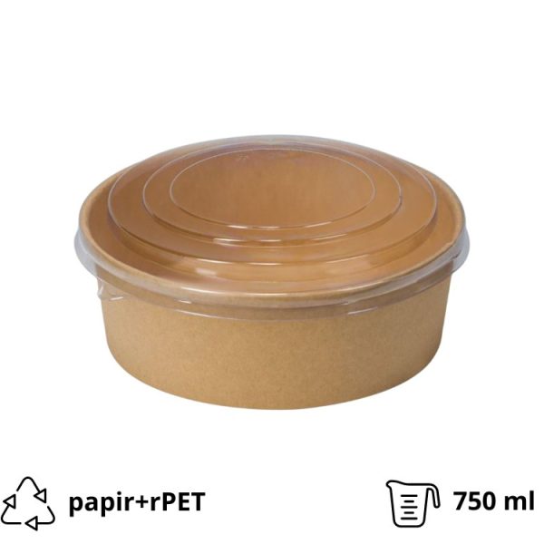 Papirnata posuda za poklopcem 750 ml d=150 mm kraft, komplet, 50 kom