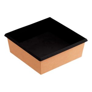 Papirnata posuda OneClick 1250 ml165x165x65 mm, kraft/crna, bez poklopca 50 kom