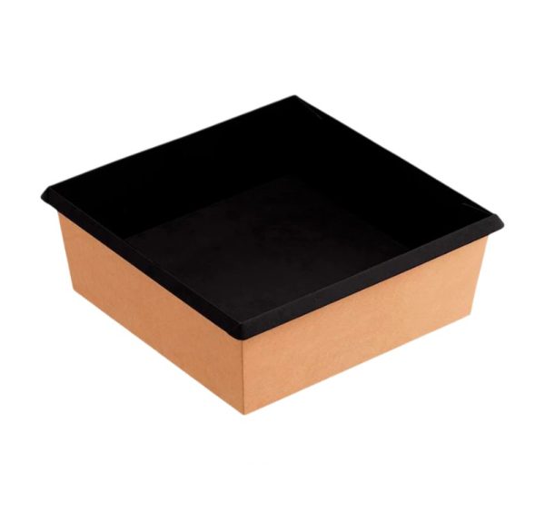 Papirnata posuda OneClick 1250 ml165x165x65 mm, kraft/crna, bez poklopca 50 kom