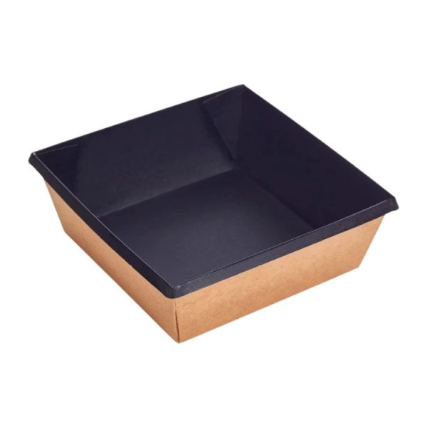 Papirnata posuda OneClick 550 ml, 130x130x45 mm, kraft/crna, bez poklopca 50 kom