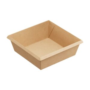 Papirnata posuda OneClick 550 ml, 130x130x45 mm, kraft/kraft, bez poklopca 50 kom