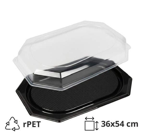 Poslužavnik sa poklopcem rPET 36х54 cm crni 10 kom (komplet)