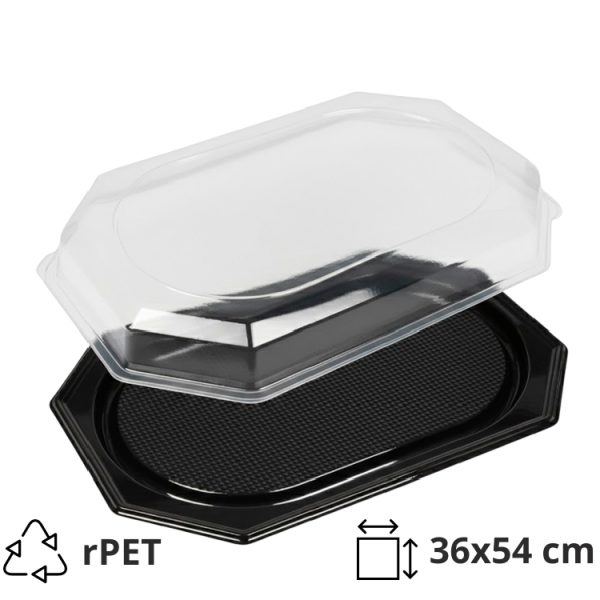 Poslužavnik sa poklopcem rPET 36х54 cm crni 10 kom (komplet)