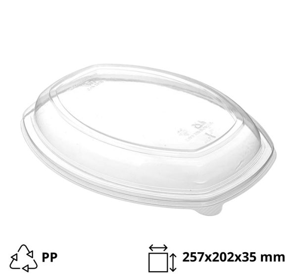 Poklopac PP za ovalnu posudu 1450 ml 257x202x35 mm prozirni 35 kom