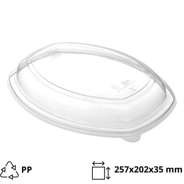 Poklopac PP za ovalnu posudu 1450 ml 257x202x35 mm prozirni 35 kom