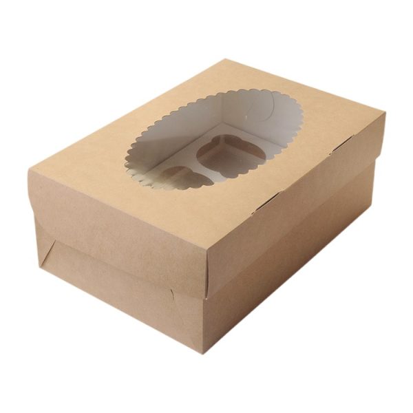 Kutija za muffine z prozorom ECO MUF 6 250x170x100 mm kraft 25 kom