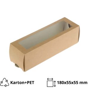 Papirnata posuda s prozorom za deserte “Makaron” 180x55x55 mm kraft 50 kom