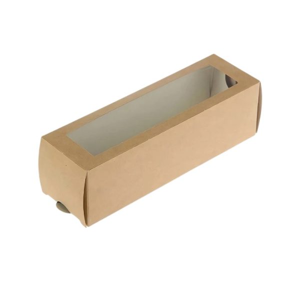 Papirnata posuda s prozorom za deserte “Makaron” 180x55x55 mm kraft 50 kom