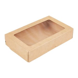 Papirnata posuda s prozorom OneBox 1000 ml 200x120x40 mm kraft 25 kom