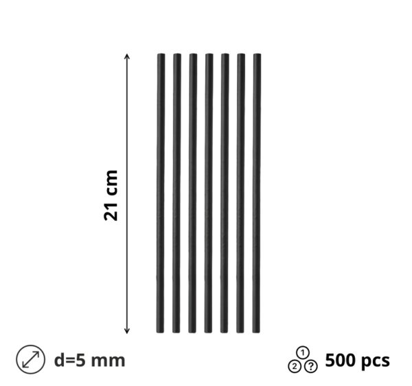 Slamke papirnate d=5 mm l=210 mm crna pojedinačno pakiranje 500 kom/pak