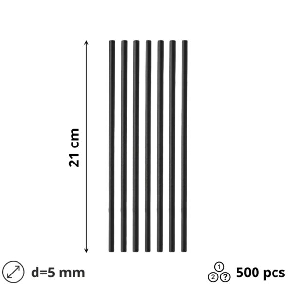 Slamke papirnate d=5 mm l=210 mm crna pojedinačno pakiranje 500 kom/pak