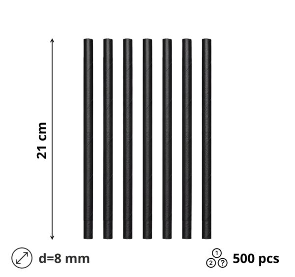 Slamke papirnate d=8 mm l=210 mm crna 500 kom/pak