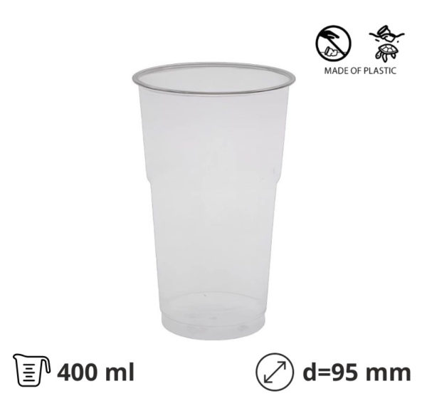 Čaša rPet 400 ml prozirna d=95 mm 50 kom