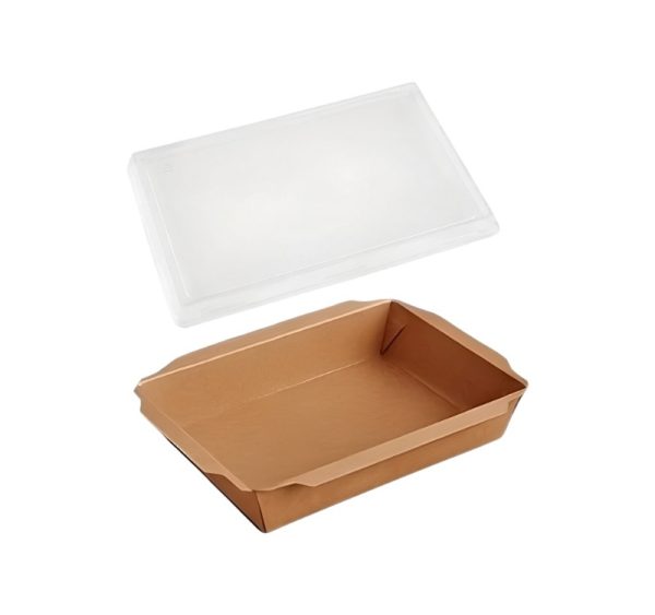 Papirnata posuda 750 ml 150x100x45 mm total kraft, za poklopcem, 50 kom (komplet)