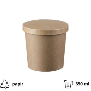 Papirnata posuda za poklopcem 340 ml d=90 mm h=85 mm kraft 50 kom (komplet)