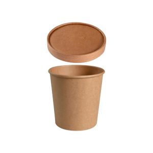 Posuda papirnata 750 ml d=115 mm h=113 mm, kraft, za poklopcem 50 kom (komplet)