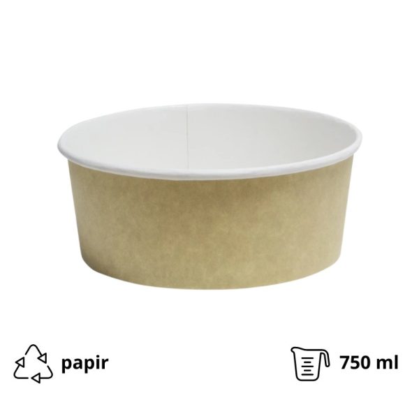 * Papirnata posuda za salatu 750 ml d=146 mm h=65 mm kraft, bez poklopca [50 kom/pak]