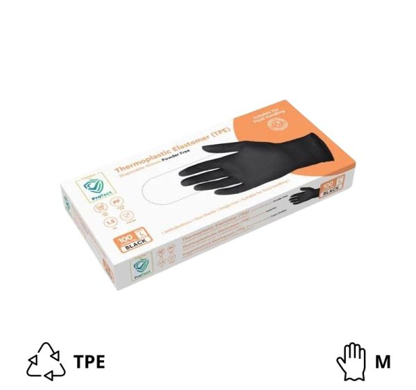 Rukavice TPE bez pudera 100 kom/pak crna M
