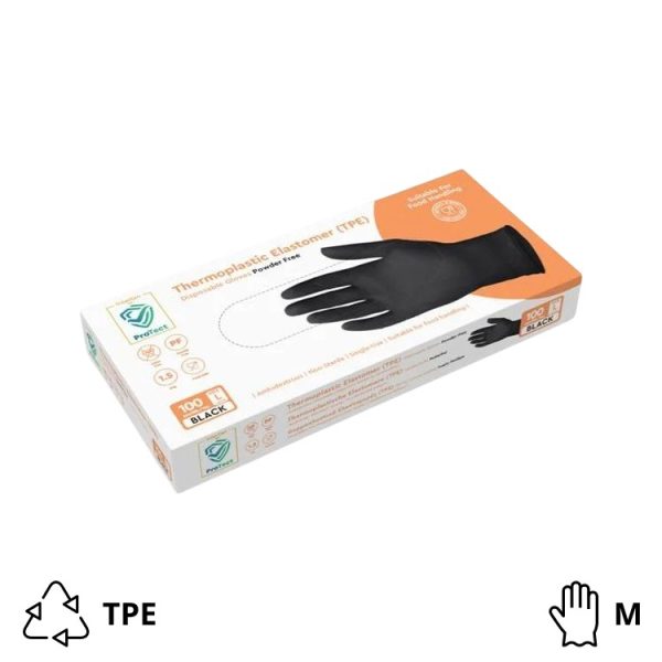 Rukavice TPE bez pudera 100 kom/pak crna M