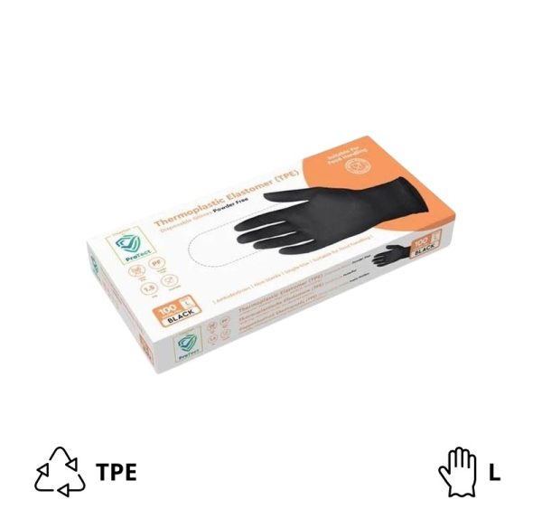 Rukavice TPE bez pudera 100 kom/pak crna L