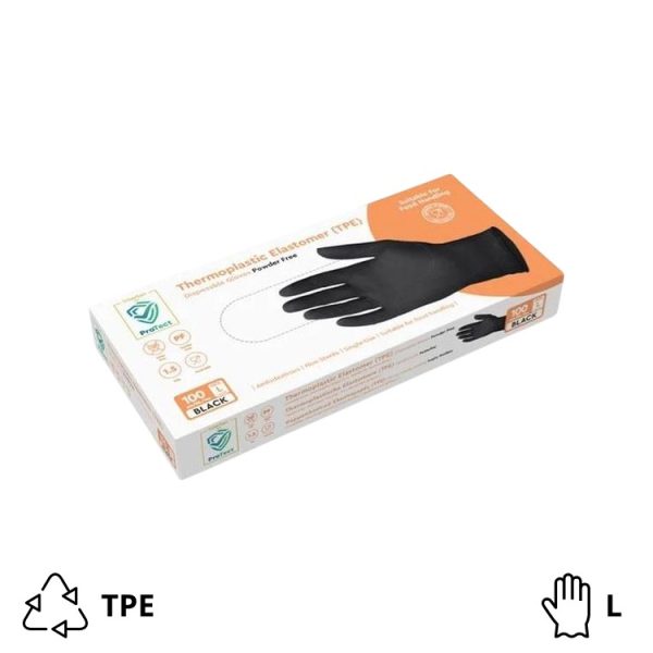 Rukavice TPE bez pudera 100 kom/pak crna L