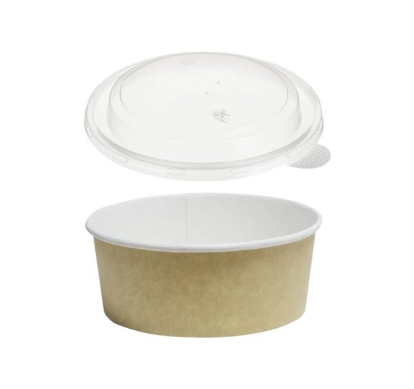 Papirnata posuda za poklopcem Tambien ECO 1090 ml d=166 mm h=65 mm kraft 100 kom, (komplet)