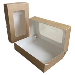 Papirnata posuda s prozorom ECO TABOX 1000 ml 200x120x40 mm kraft 25 kom