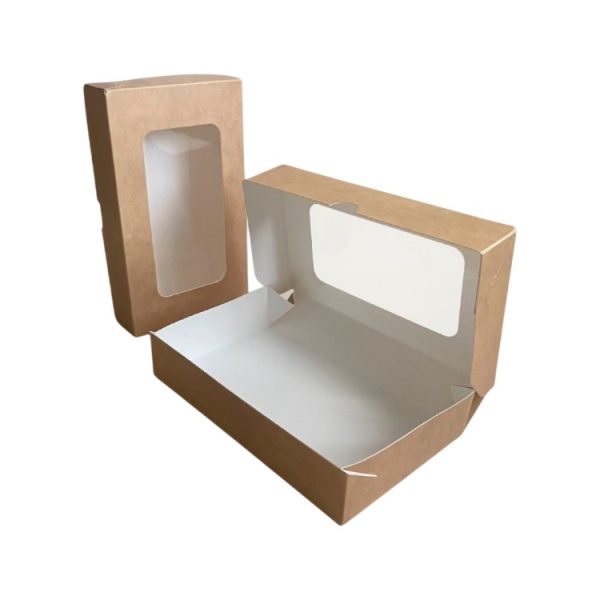 Papirnata posuda s prozorom ECO TABOX 1000 ml 200x120x40 mm kraft 25 kom