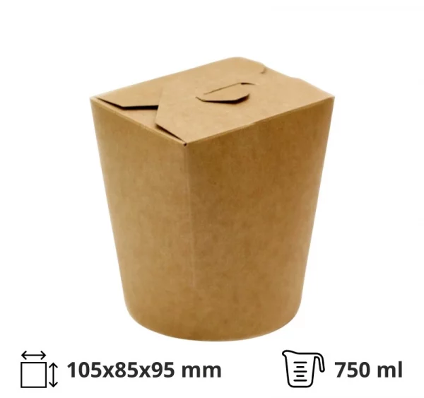 Papirnata posuda WOK 750 ml 95x95x80/95 mm kraft/kraft 50 kom